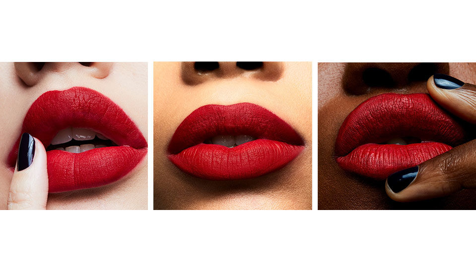 bright red matte lipsticks on different models