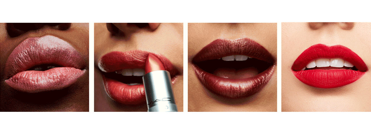 different types of lipsticks on different model's lips