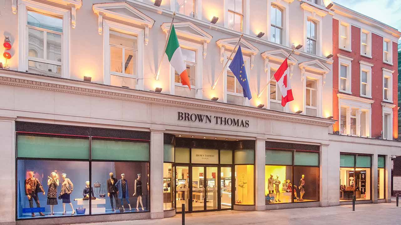 Interior of the upmarket mens retail in Brown Thomas store on